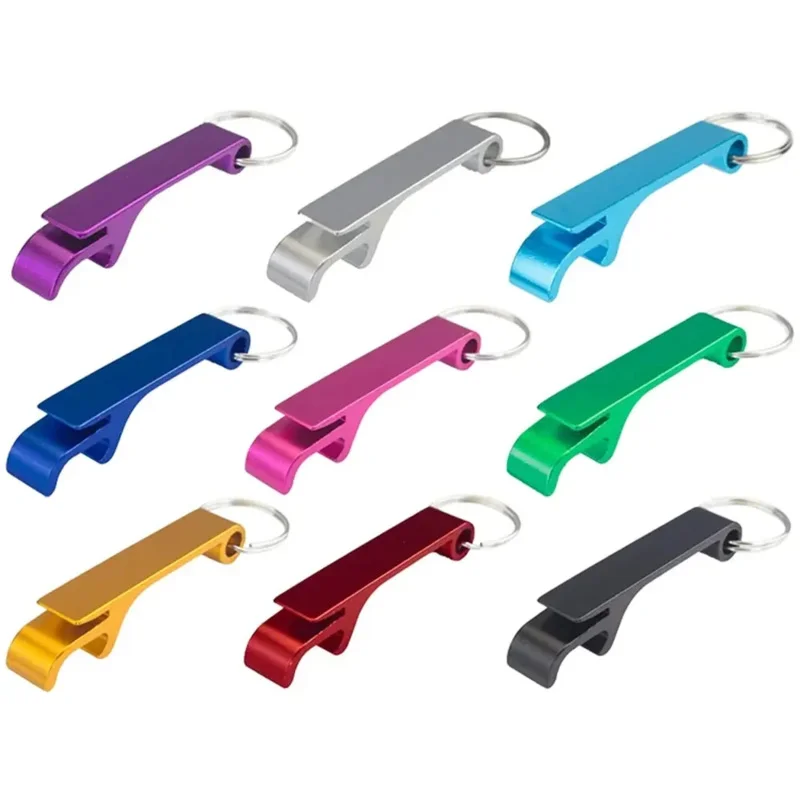 البيرة فتاحة المفاتيح فتاحة الزجاجات المعدنية مفتاح سلسلة حلقية الألومنيوم جيب بار الصودا المشروبات البيرة تخصيص فتاحات الزجاجات