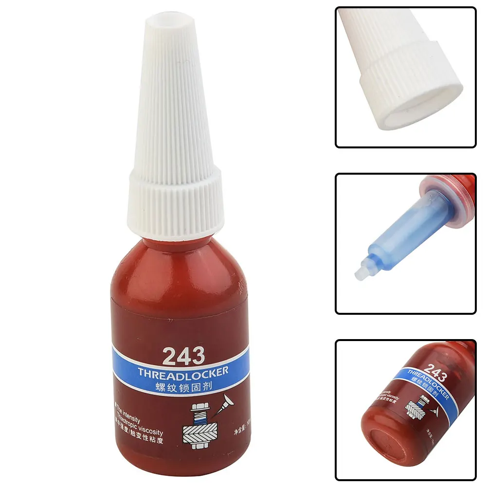 1 Pc 10ml Medium Strength Thread Locker Blue Thread Locker 243 Anaerobic Glue Screw Anti-loosening Sealant Tool Accessories