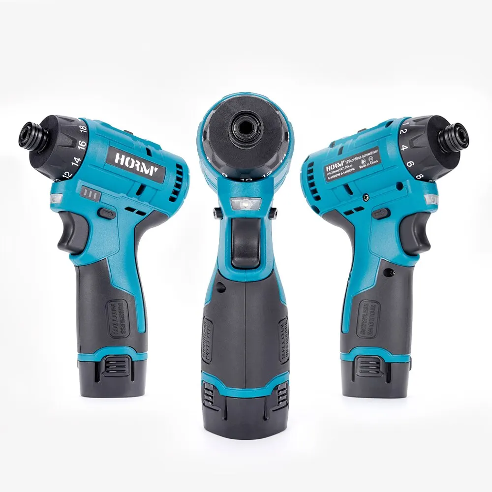 Hormy Brushless 12V Electric Screwdriver Mini Lithium Screw Driver Cordless Drill 18+1 Carpenter Tools For Makita 10.8V Battery