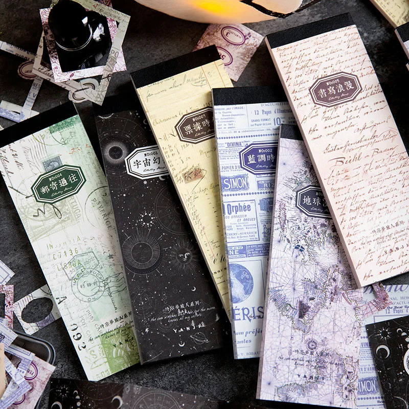 40 Sheets/Pack Time Dream Traveler Series Memo Pad, Vintage Tearable Note Paper for Journal Layering Decoration