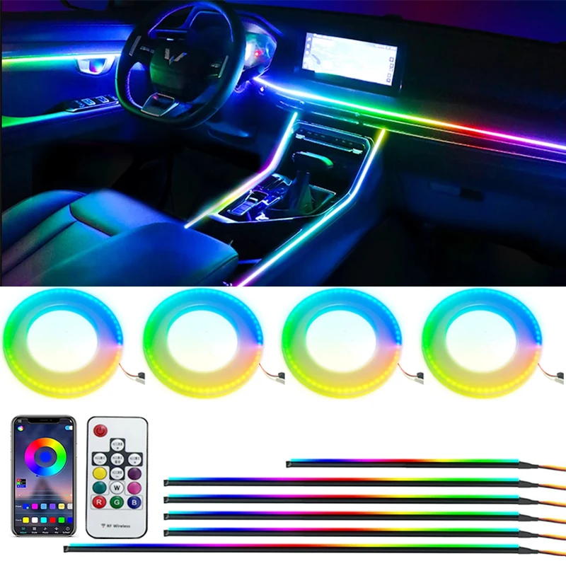 

22 in 1 streamer symphony car ambient lighting interior Acrylic dashboard door led light acrylic strip bar 213/ 64 color rgb kit