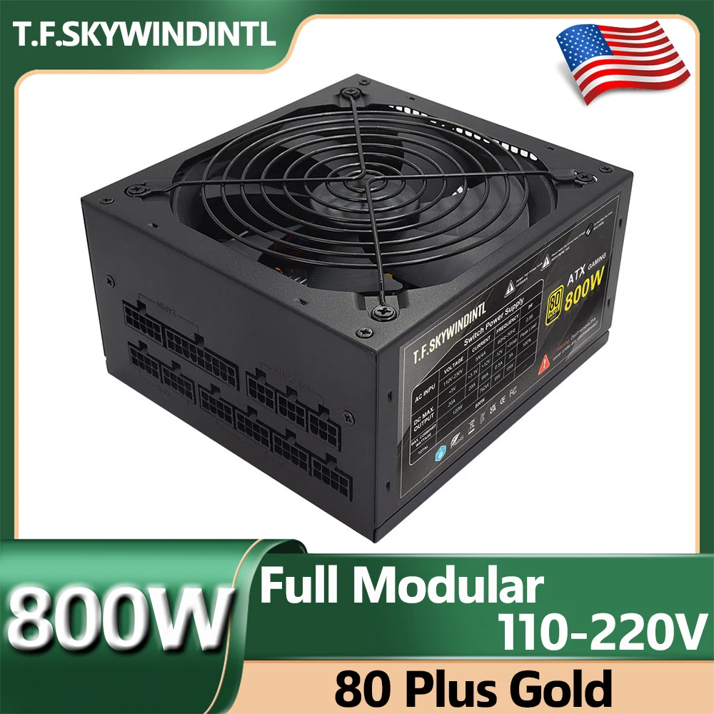 Fonte de alimentação modular completa 800W ATX 80 Plus Gold Full Voltage Gaming PUS Active PFC