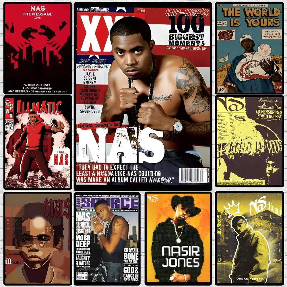 Rapper Nas Poster 	 Poster Wall Sticker Waterproof Self Adhesive HD Art Bedroom Bar Decor