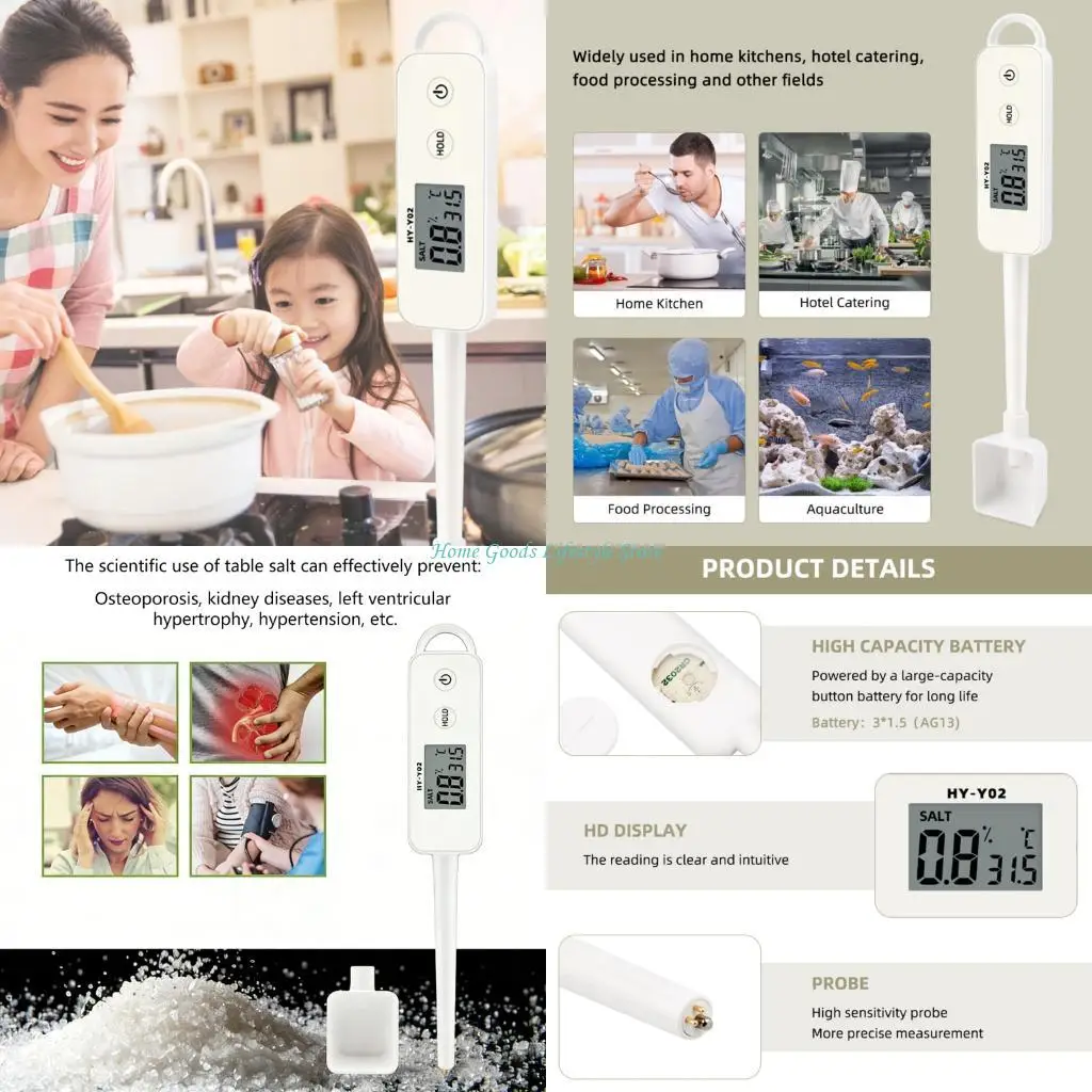 

E74E Professional LCD Salt Level Checker With Fast Response Time Perfect for Chefs