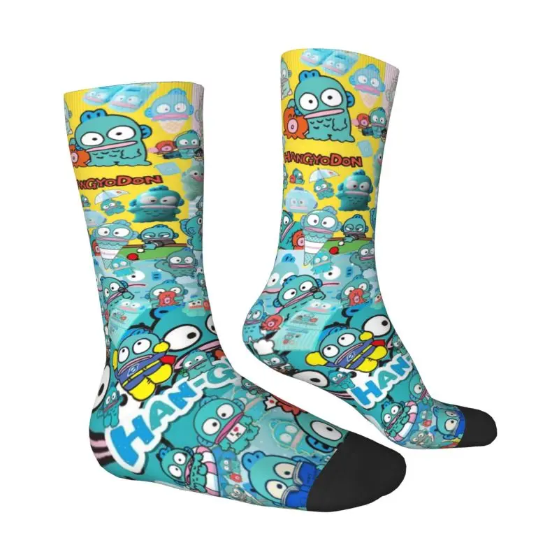 Custom Hangyodon Dress Socks for Men Women Warm Fashion Novelty Crew Socks