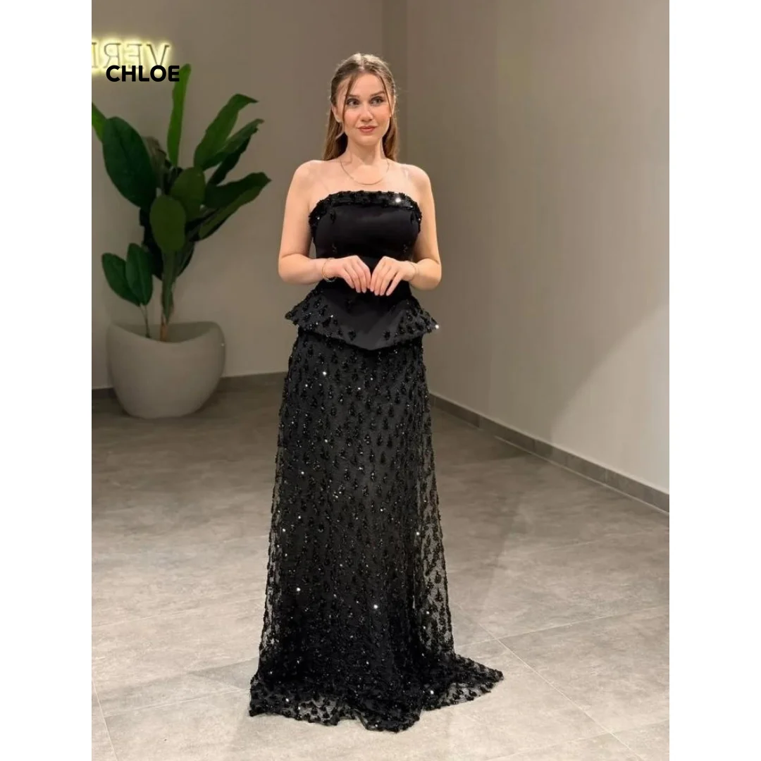 

Line A Evening Dresses Woman Elegant Woman Dress Black Customized Sleeveless Shiny Elegant and Formal Women's Dresses Ball Gowns