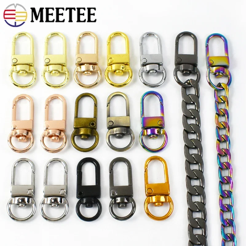 

30/50Pcs Meetee 10mm Metal Buckle for Bag Strap Swivel Lobster Clasp Handbag Connector Clip Keychain Hook Snap DIY Accessories
