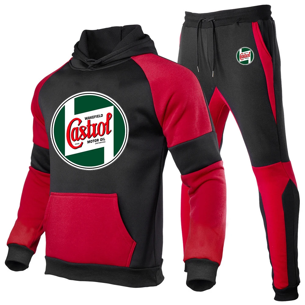 Castrol Vintage Zeichen 2024, neuer Stil für Herren, Frühling und Herbst, lässig, Reißverschluss, Hoodies, Sweatpant, Harajuku, Sport, bequemer Anzug