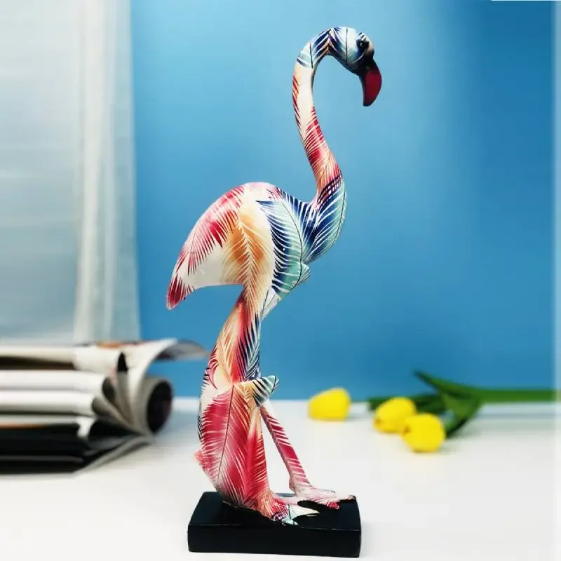 Graffiti Flamingo Sculpture Home Decor Animal Bird Figurine Nordic Style Resin Flamingo Ornament Desktop Art Crafts