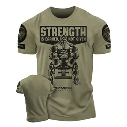 Heren T-Shirt Kracht Verdiend Workout 3d Print T-Shirts Grappige Gym Korte Mouwen Muscle Man Stoere Guy Oversized Heren Kleding Tops