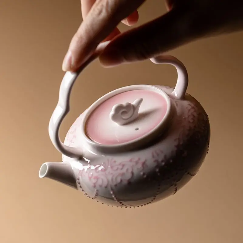 Jade mud Arita yaki hand-painted, Ruyi beam pot high value, ceramic tea pot, household kung fu tea set, ladies