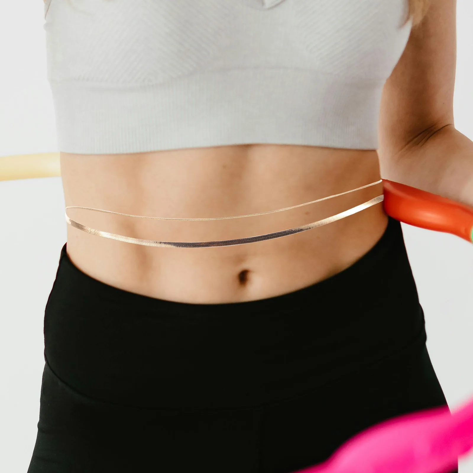 

Double Layer Women'S Waist Chain Adjustable Snake Bone Belt For Summer Dresses Beach Wedding Party Outfits Waist Jewelry Belly