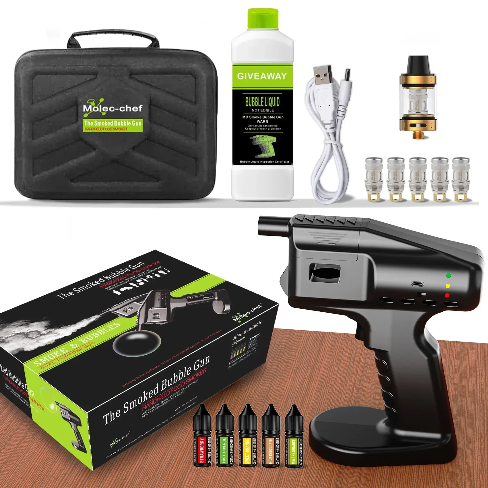 Electrico Smock Smoker Kit They Pistola Infuser Food Electric USB Blaster Smoked Bubble Gun Kit For Cocktails Bar