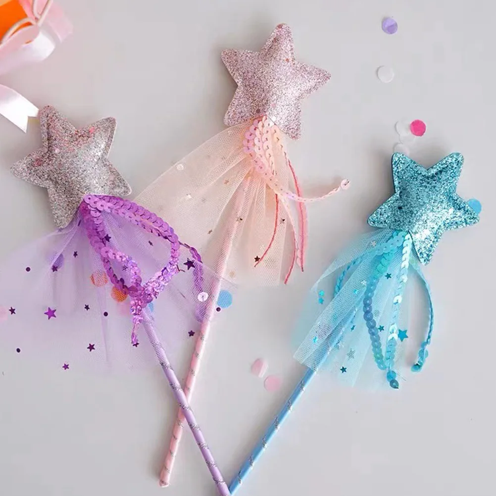 

6pcs Star-Shaped Fairy Wands Ribbon Design Fairy Wands Fairy Rod Toys Fairy Sticks Ornaments exquisite fairy sticks