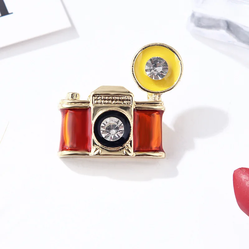 Cartoon Creative Photography Lovers Camera Vintage Enamel Brooch Alloy Badge Clothes Bag Sweater Scarf Pin Party Daily Jewelry