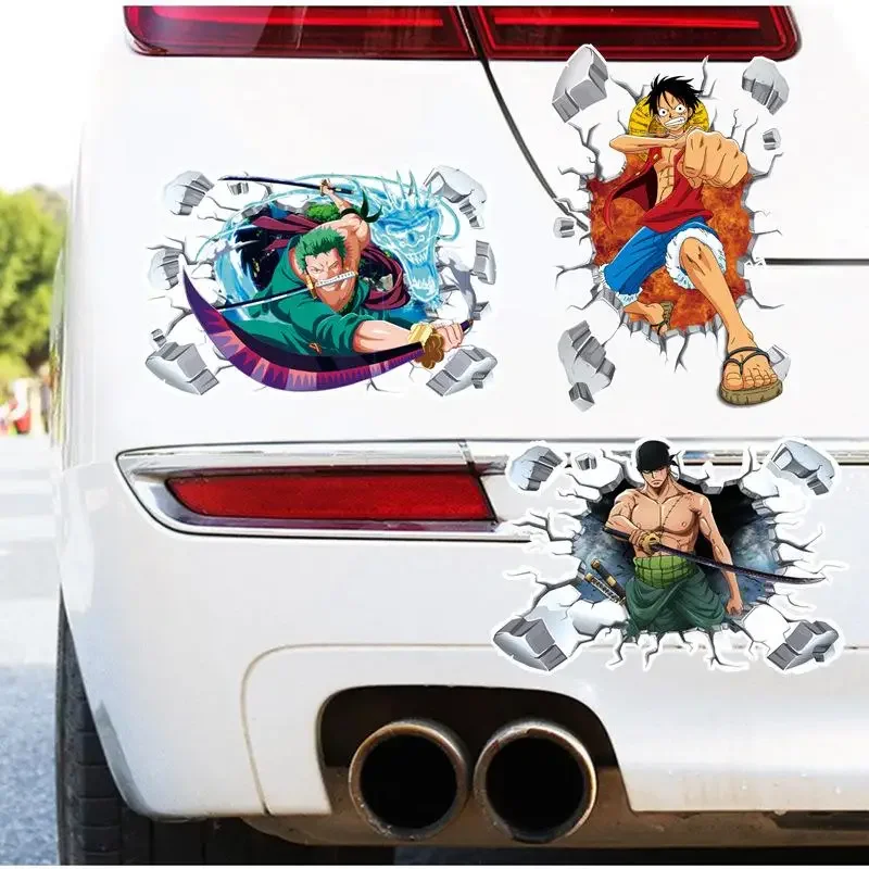 Anime Cartoon One Piece Car Stickers Kawaii Luffy Car Windows Glass Bumper Electric Vehicle Waterproof Decorate Stickers Gift