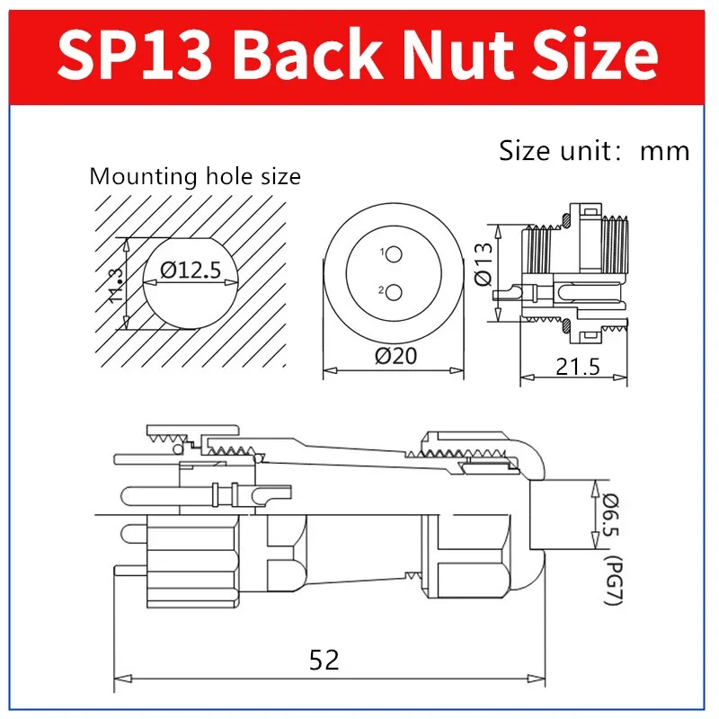 1Set SP13 Back Rear Nut/Flange/Docking Waterproof IP68 Industrial Connectors with Male Plug Female Socket 2/3/4/5/6/7/9 Pin