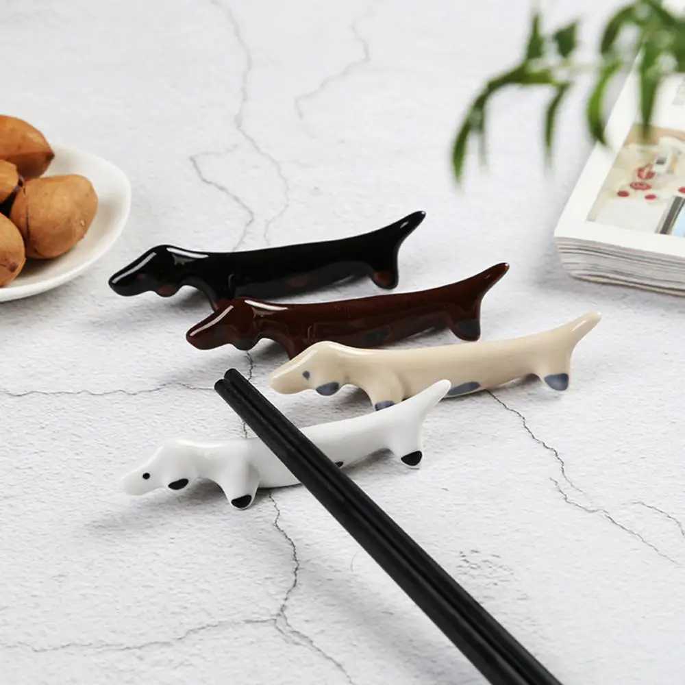 10Pcs Cute Little Animal Ceramic Chopstick Holder Chopstick Holder Creative Sausage Dog Dining Table Small Decoration Hotel Set