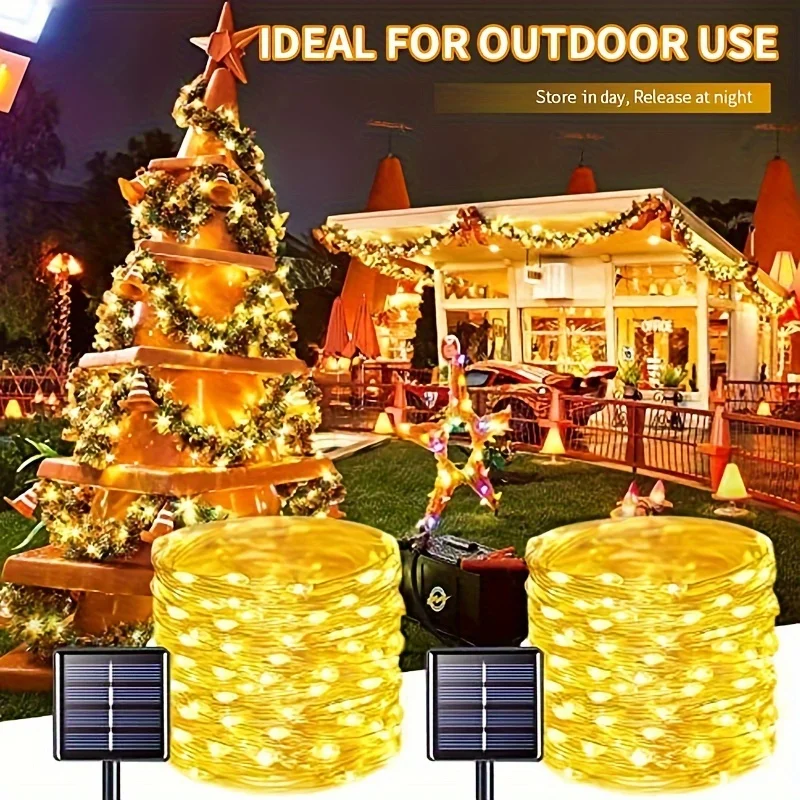 

100 LED Solar String Lights 10m Fairy Lights Copper Wire Solar Festoon Lights Garden Patio Wedding Party Christmas Decoration