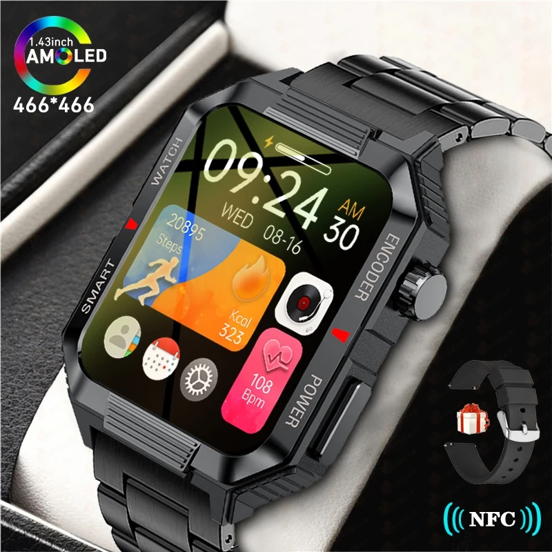 

2025 New Rugged Military Smart Watch Men's Outdoor Watch 2.01" HD Touch Screen Voice NFC GPS Bluetooth Call Smartwatch