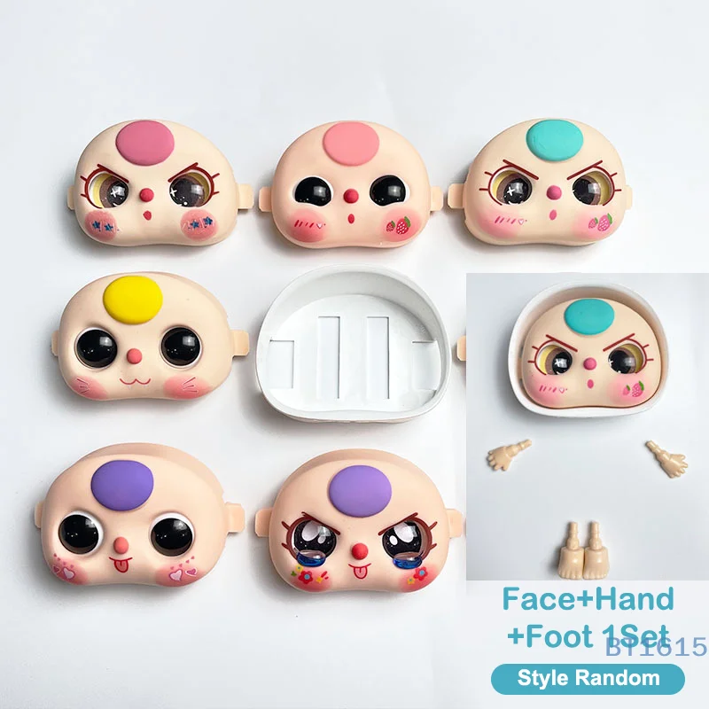 Juego de pies de mano y cara de repuesto para bebé, tres muñecas 100%, accesorios DIY, estilo aleatorio