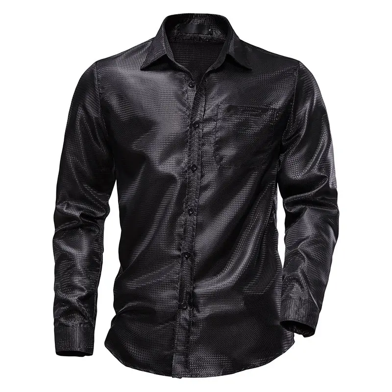 Chemise à manches longues vintage Chang pour hommes, visage lumineux des années 70, salle de Rh, boîte de nuit, bar, chemises de fête, nouveau