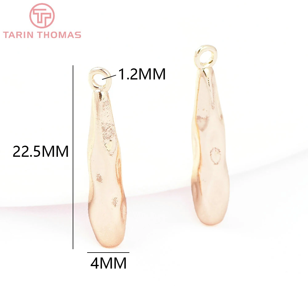 (8164) 6PCS 4x22.5MM 24K Gold Color Brass Irregular Droplet Pendants High Quality DIY Jewelry Making Findings Accessories