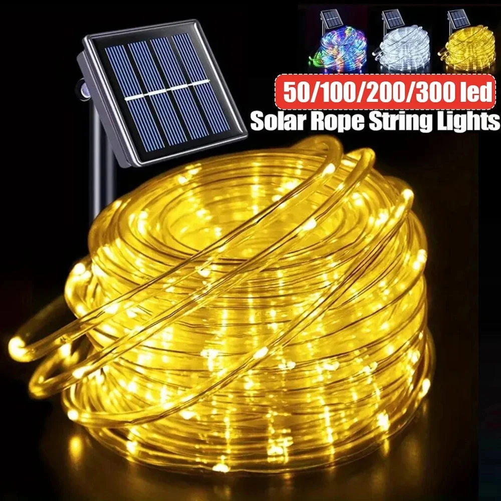 50/100/200/300 LEDs Lichterkette für Außenbereich, Solar-Lichtstreifen, Feenlichter für Garten, Weihnachtsdekoration, Hochzeiten und Partys
