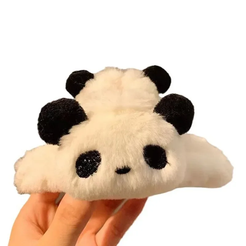 Kawaii Panda Hair Clips Large Cartoon Stuffed Toy Panda Claw Clips Hair Ties Hairbands Woman Cute Headwear