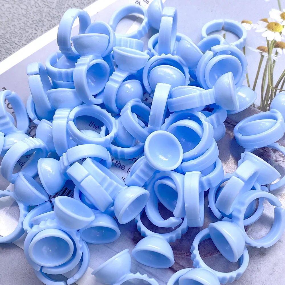 500 個の接着剤リングまつげエクステンションネイルアート接着剤ホルダーまつげパレットカップタトゥー顔料メイクアップツール