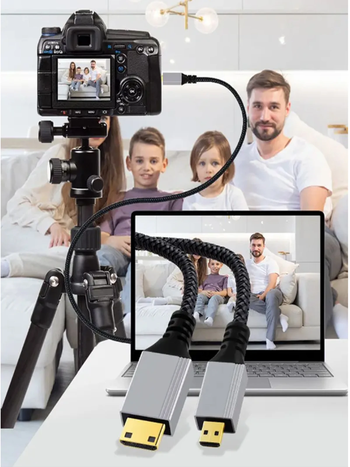 Micro hdmi Socket Male to Mini hdmi Male Converter,high Speed Micro hdmi Cable 4k,Compatible with Digital Cameras,Tablet