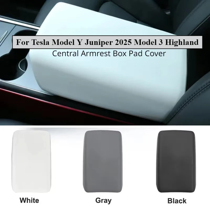 

TPE Soft Case Car Center Console Arm Rest Lid Central Armrest Box Pad Cover Latch For Tesla Model Y Juniper 2025 Model3 Highland