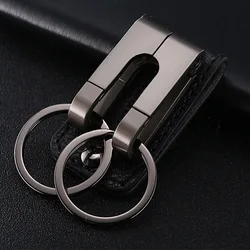 High-end Men's Belt Key Chain Leather Base Anti-lost Waist Hanging Independent Double Key Ring Car Keychain Accessories Pendant