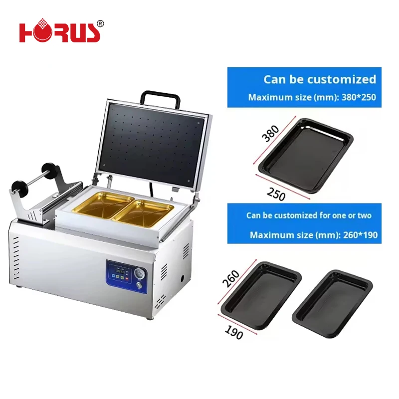 Horus 120-240 Boxes/h Vacuum Sealing Stainless Steel Tray Sealer Vacuum Film Skin Packaging Sealing Machine For Meat Seafood