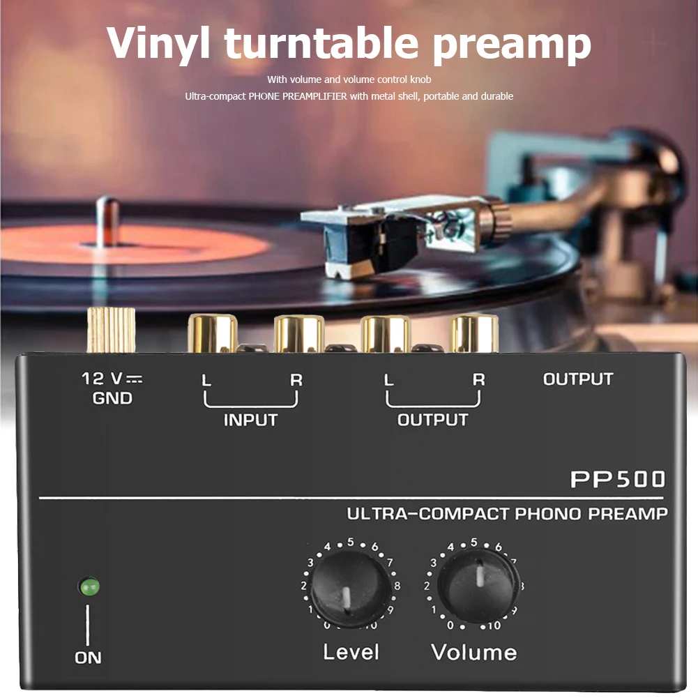 Phono Preamp pre Amp Preamplifier with Level Volume Control RCA Input Output 1/4\