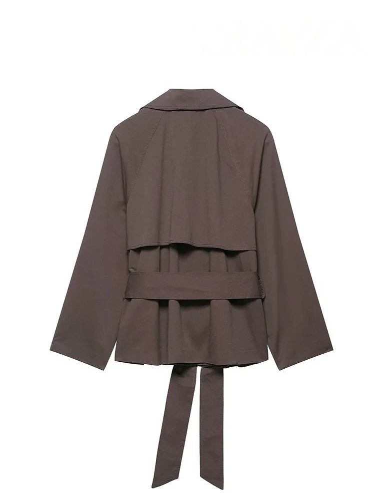 HH Mulheres Outono Moda Casacos Sólidos Turn-Down Collar Mangas Compridas Lace-Up Decoração Single-Breasted Feminino Chic Jaquetas