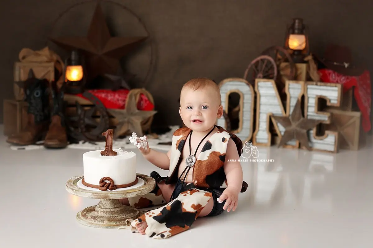 Western One Cowboy Backdrops Kids Baby Photography Child Adult Photocall Props Cake Smash 1st Birthday Photo Backgrounds