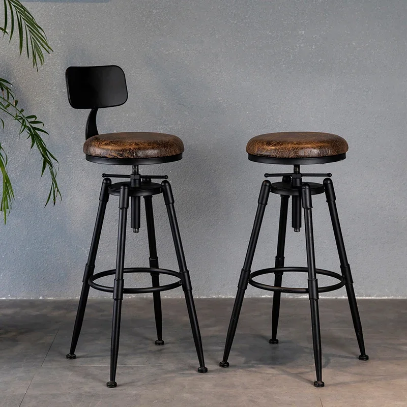 Bar Stools Modern Minimalist Backrest Wrought Iron Rotating Lift Home