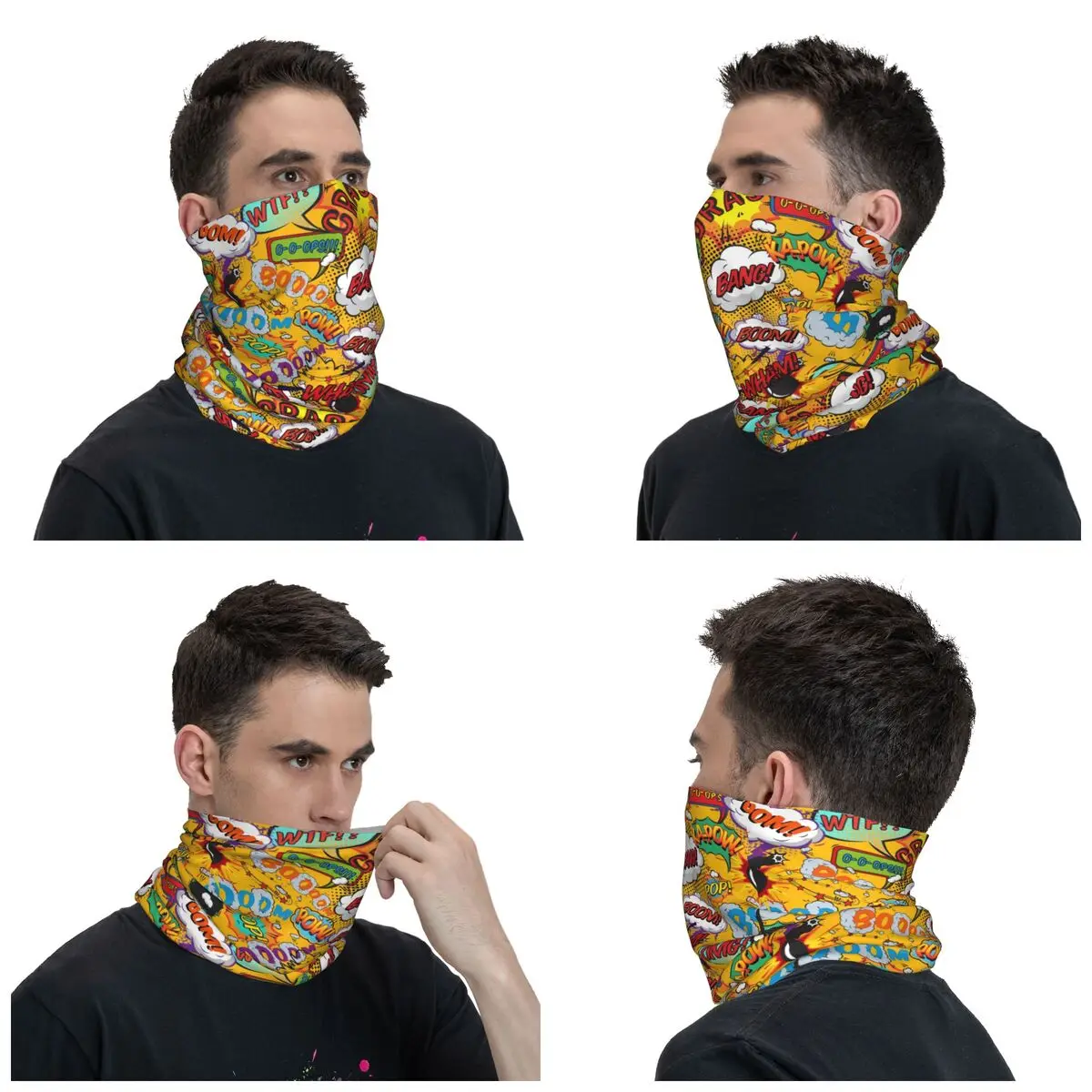 Comic Book Pop Art Shout Outs Fun Cartoon Bandana Neck Cover Printed Balaclavas Magic Scarf Cycling Hiking for Men  Adult Winter