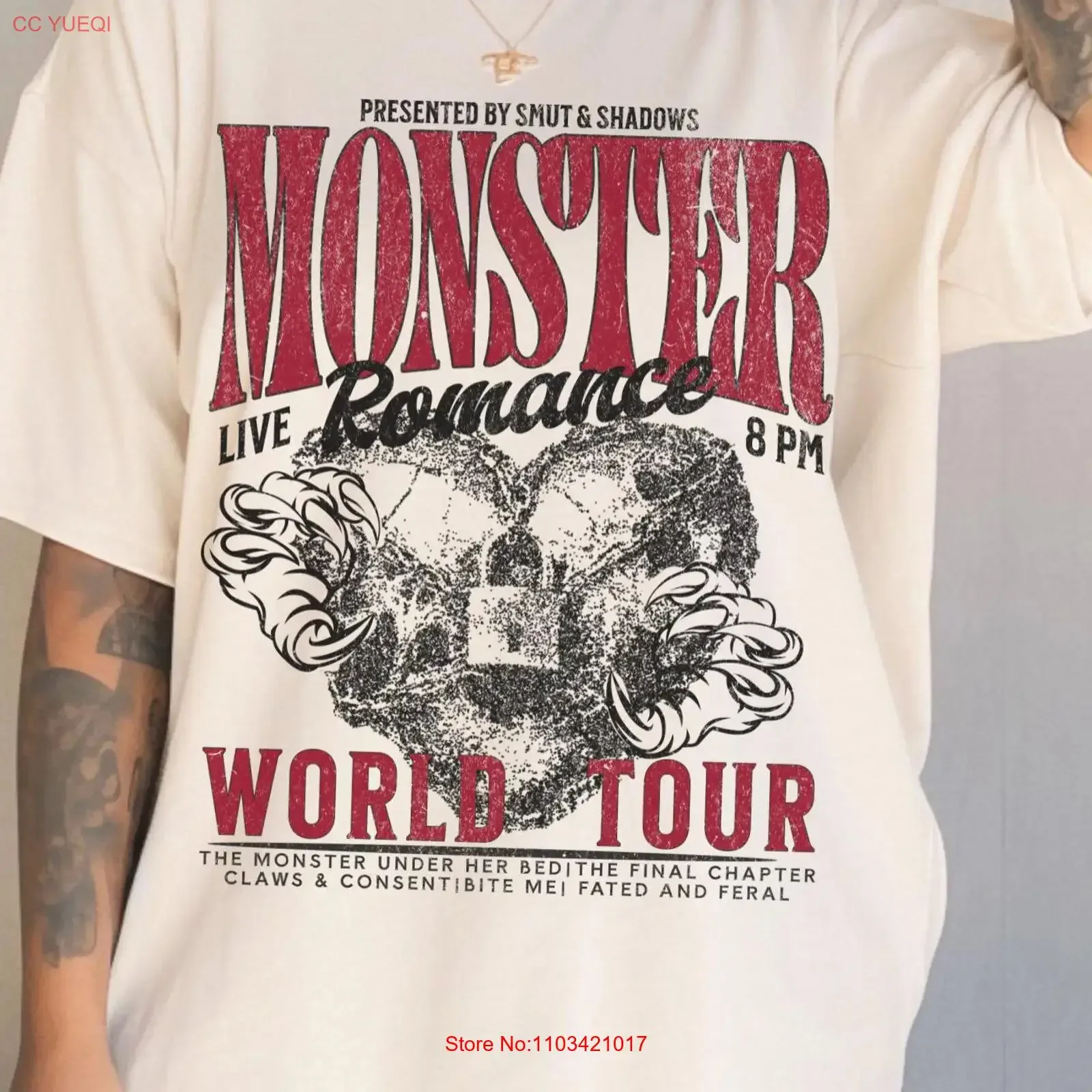 Camiseta con motivos de romances monstruosos, cosas oscuras de la literatura, tentáculos, granola, gótico, hombre lobo, contenido sexual, lector, romantasy, cosas de BookTok