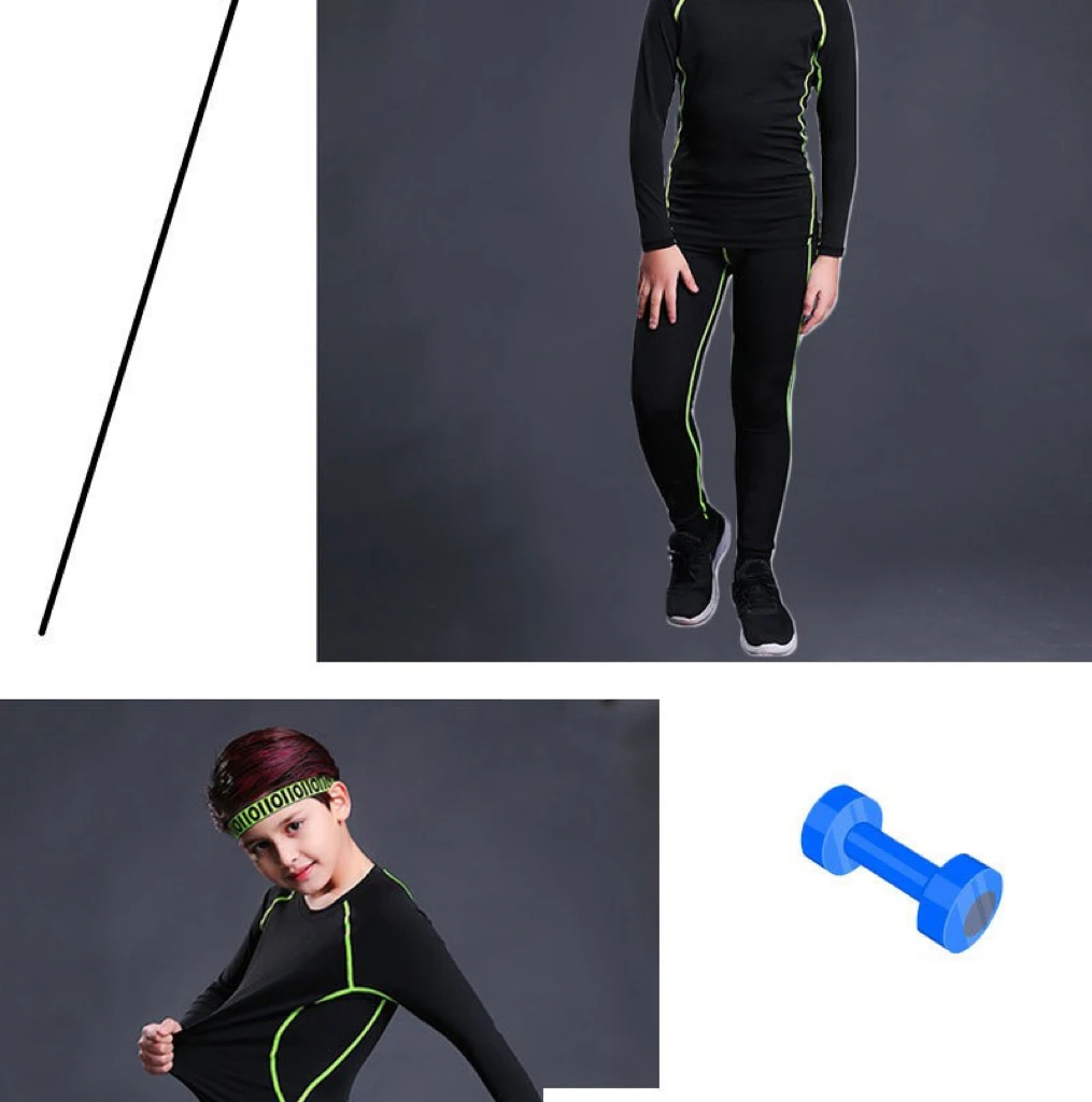 1 مجموعة الصبي الخريف الشتاء التجفيف السريع الجوارب الملبس الشباب طفل طماق قميص طويل الأكمام كرة السلة كرة القدم الرياضة اللياقة البدنية البدلة #6