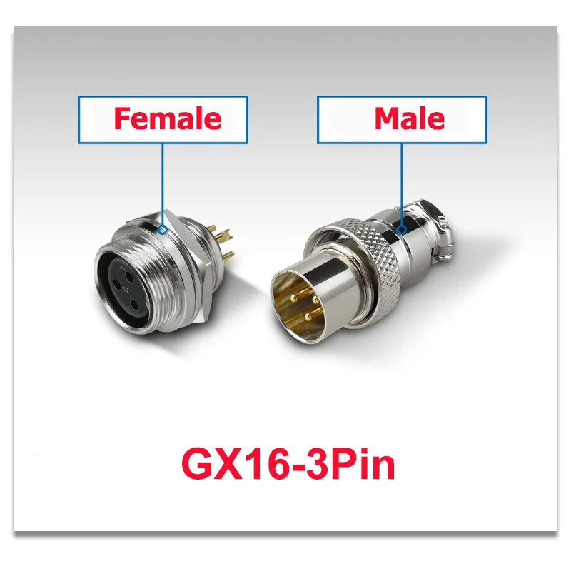 1PCS Reversed Plug Gold Plated Copper Pins GX16 2 3 4 5 6 7 8 Pin Aviation Connector Male Plug Female Socket Mounted M16 Jack