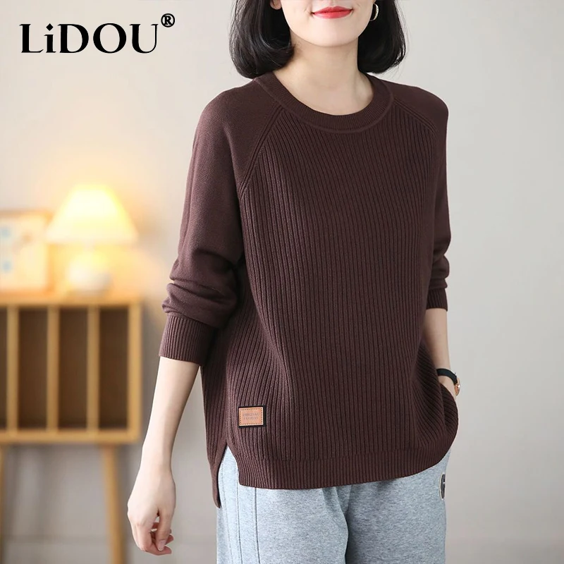 Autumn Winter New Solid Color Fashion Long Sleeve Sweater Women High Street Elegant Casual Pullovers Korean Style All-match Tops