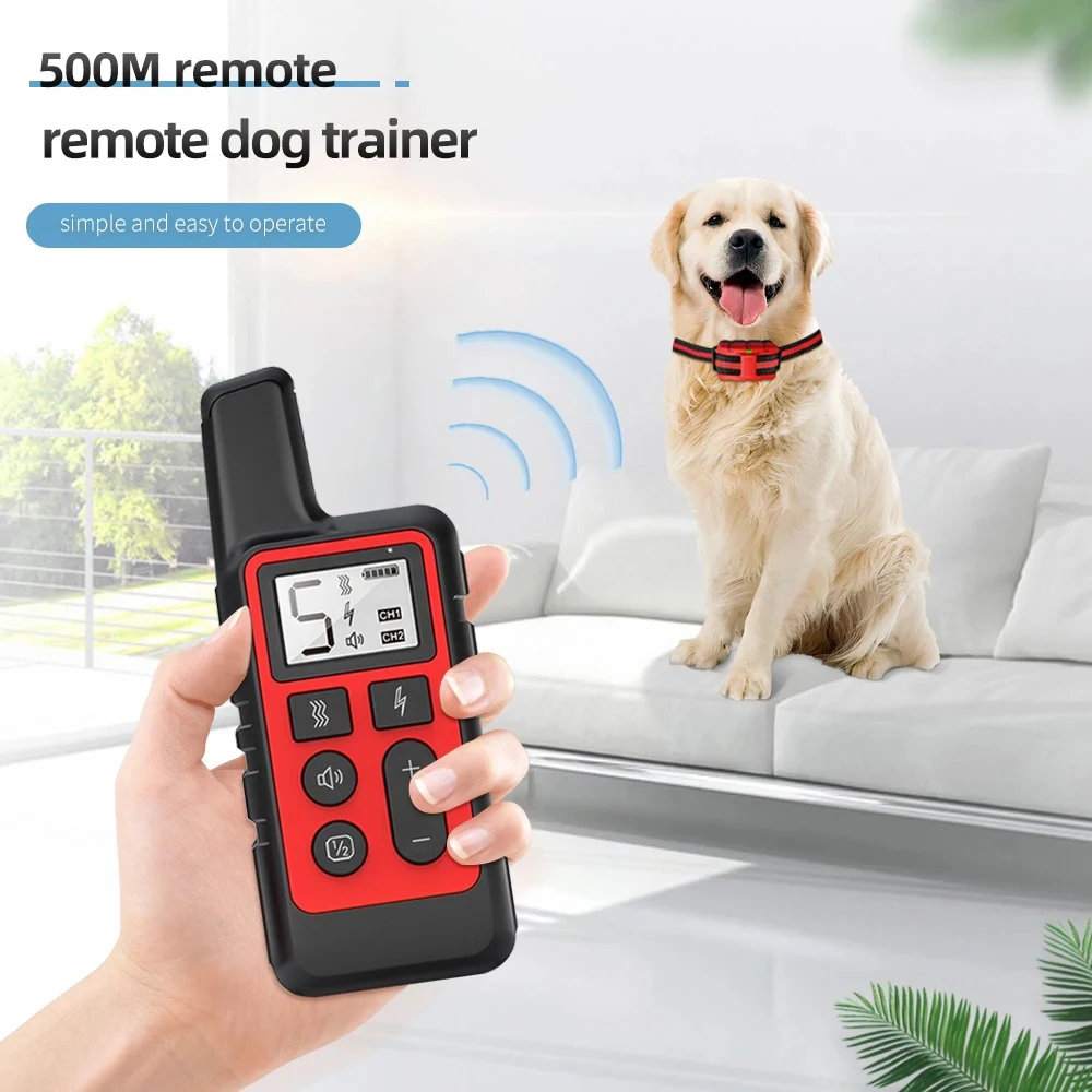 Electric Dog Training Collar Waterproof Pet Remote Control Rechargeable 500m training dogs collars with Shock Vibration Sound