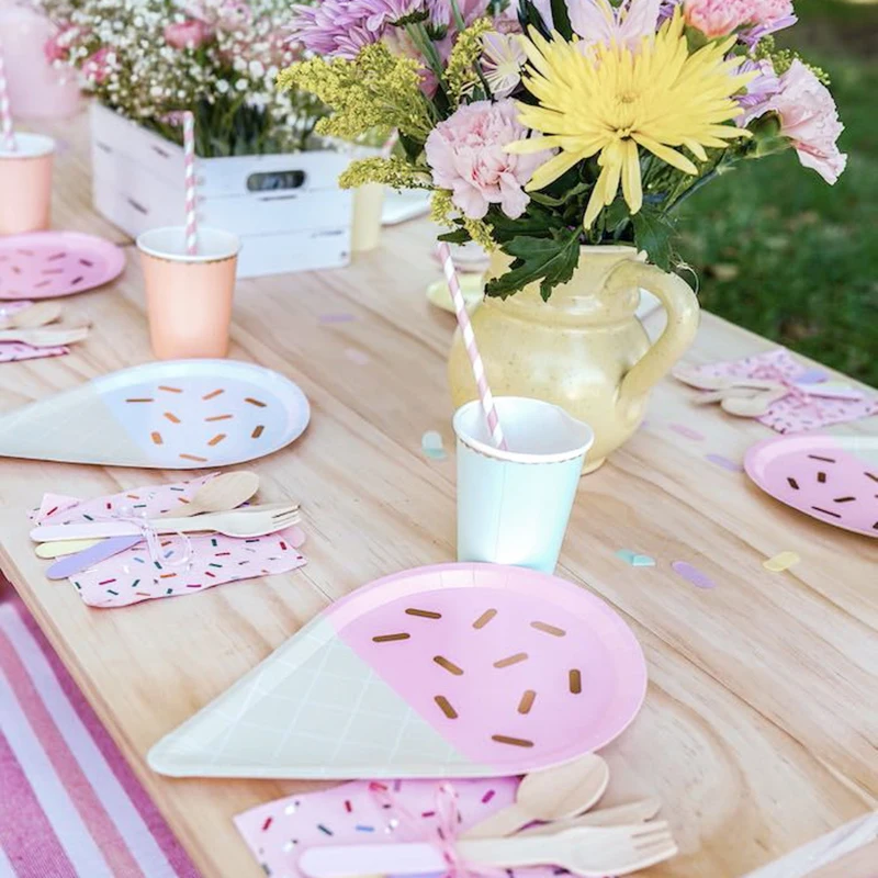 ice cream Candy Donut Party Paper Plates 1st Birthday Party Tableware Balloon Decor Birthday Wedding Anniversary Party Supplies