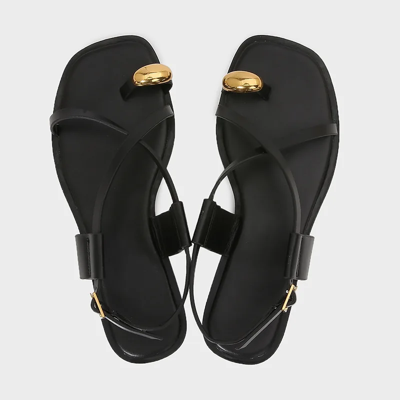 

Summer and Autumn Vacation Leisure Beach Versatile Soft Bottom Pinch Toe Roman Flat Sandals Shoes for Women