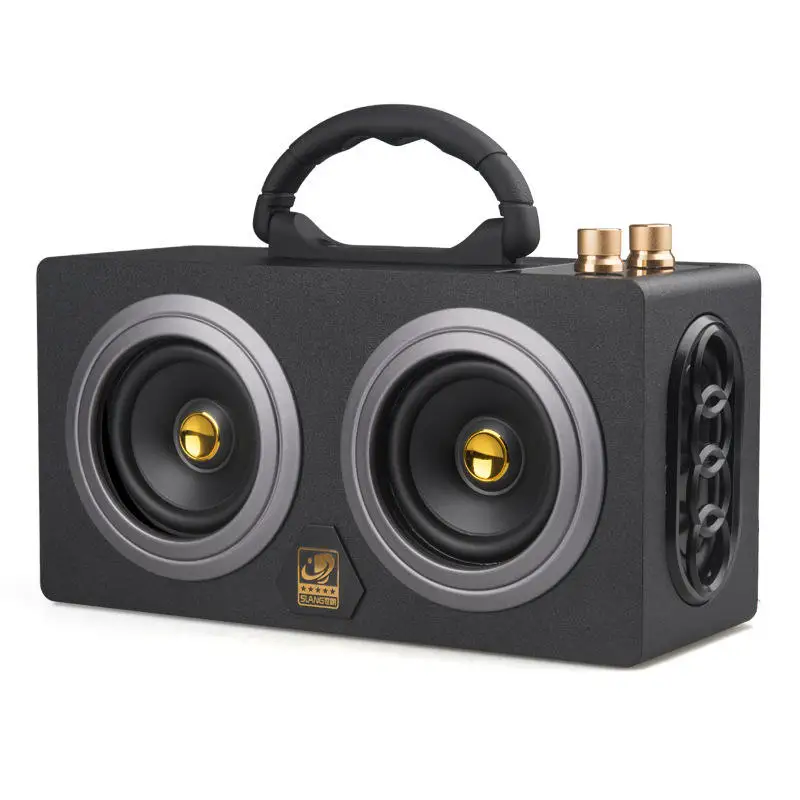 Altoparlante portatile portatile senza fili Bluetooth da esterno retrò in legno Subwoofer Graffiti con scheda Tf/riproduzione USB/Radio FM