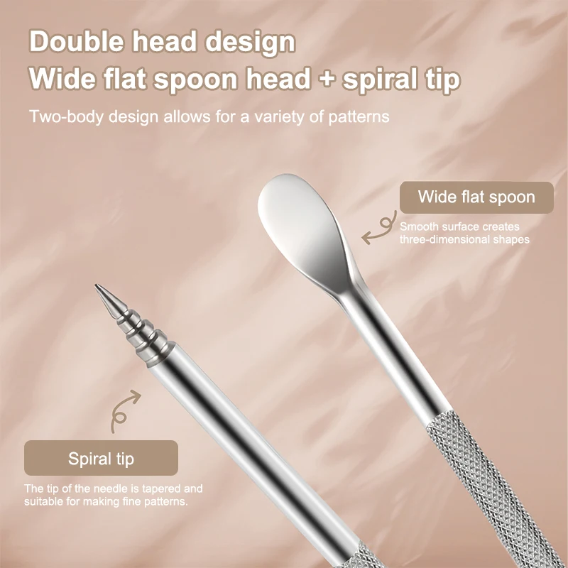 ปากกาแกะสลักเล็บสองหัว 12.5 ซม. อเนกประสงค์ สำหรับผสมเจลขัดเงา ปากกาสร้างเล็บ DIY แปรงแกะสลักดอกไม้ 3 มิติ