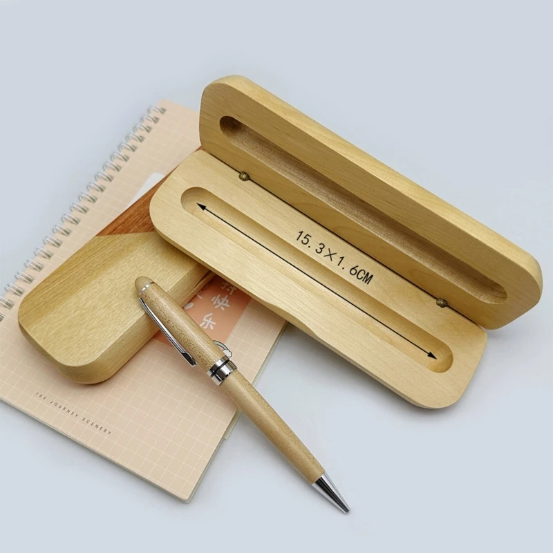 1/2Slot Wooden Pen Case Gifts for Men Women Student Supplies Store Stationery Display Holder Bamboo Pencil Box Storage