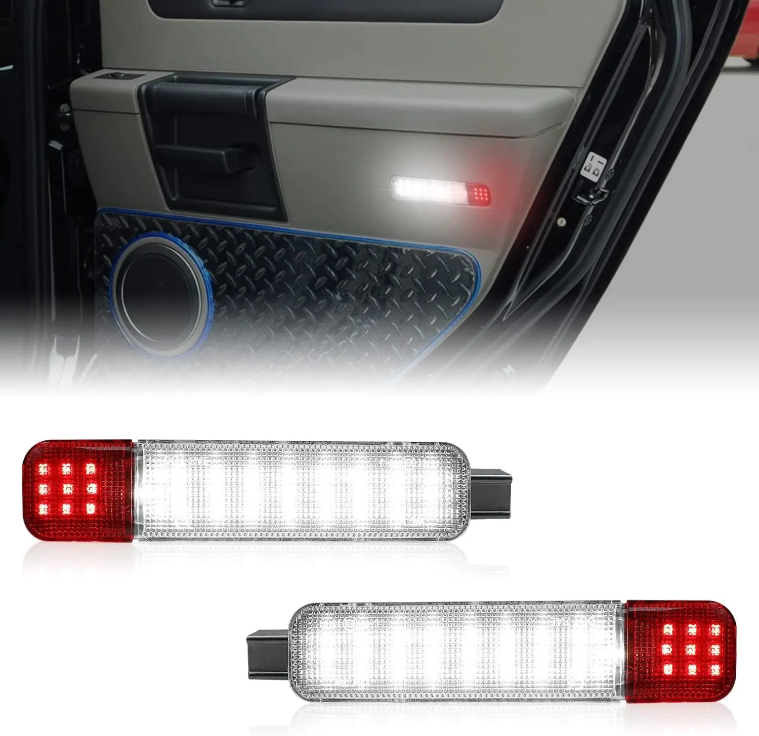 2X LED Door Panel Light Courtesy Lamp For Hummer H2 2003 2004 2005 2006 2007 2008 2009 Chevy Silverado 1500 2500 3500 Dually Bed